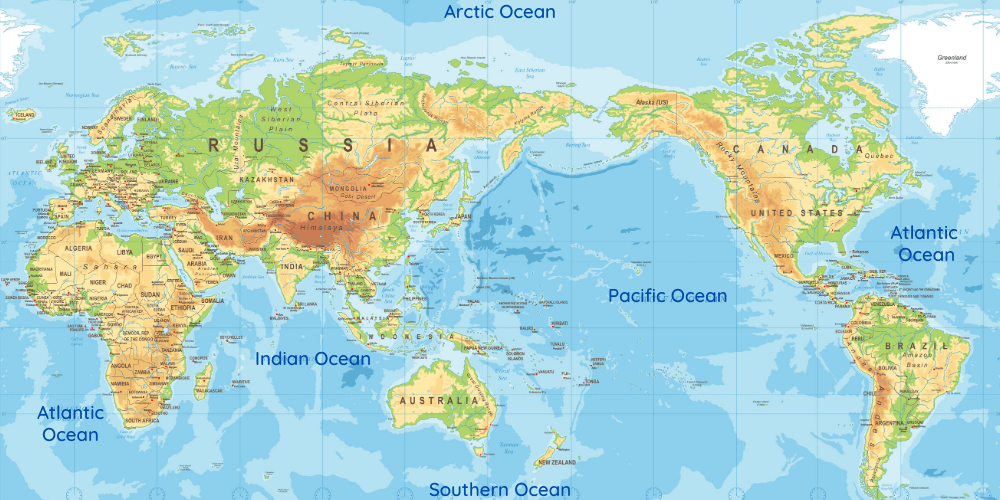 Ocean Facts for Kids Atlantic Ocean Pacific Ocean Indian Ocean Pacific And Atlantic Ocean Meet Map