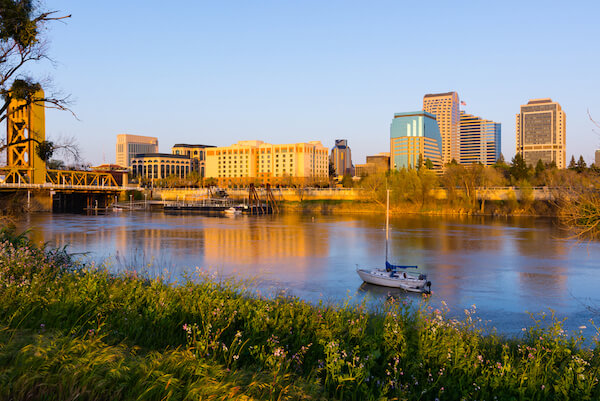 Sacramento, the state capital of California, on the Sacramento River.