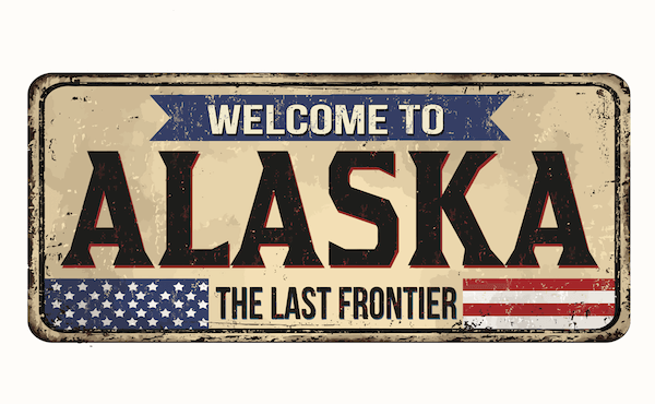Welcome to Alaska - The Last Frontier - Numberplate by shutterstock