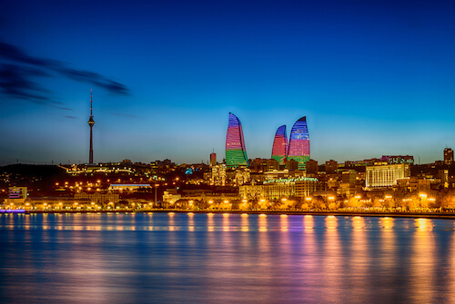 Baku at night by R Andrei/Shutterstock.com