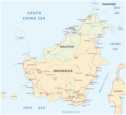 Island of Borneo map