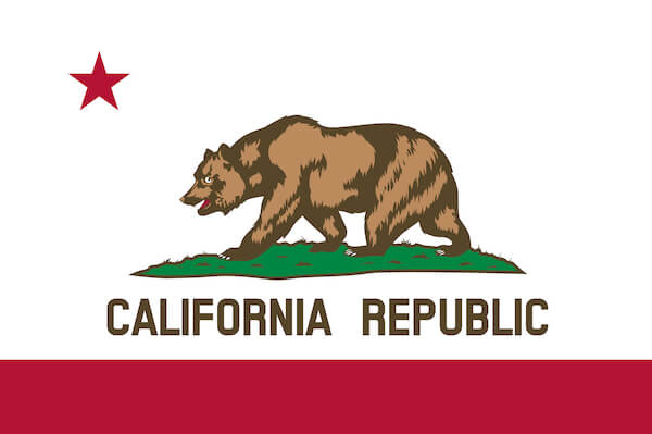 California state flag with grizzly bear, the official state animal