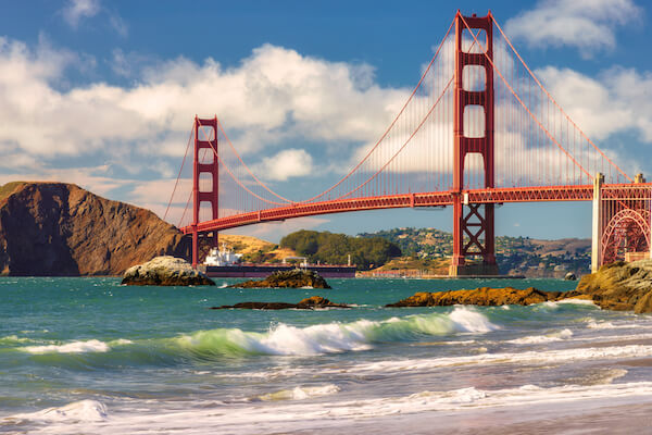 San Francisco is located at the Pacific Ocean