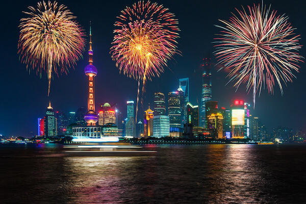 China National Day Fireworks over Shanghai