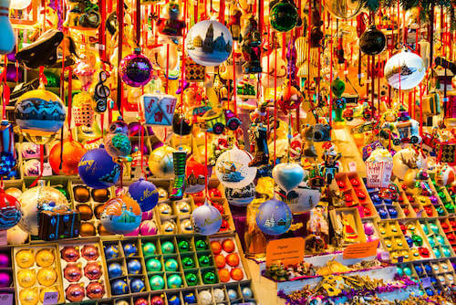 Christmas decorations at market in Nurnberg