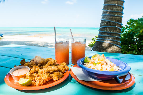 Conch fritters and conch salad