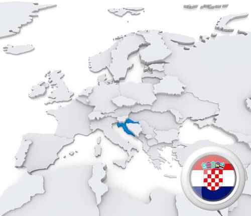 Map of Croatia in Europe