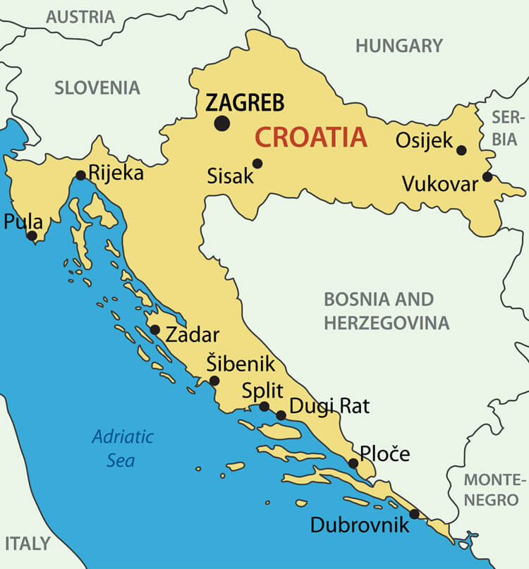 Carte de la Croatie par Pavalena/.com