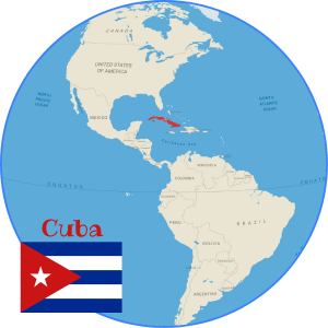 cuba on globe