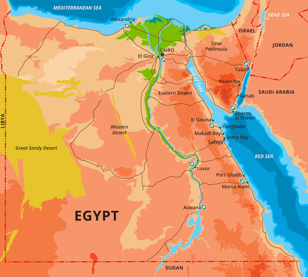 Carte de l'Égypte