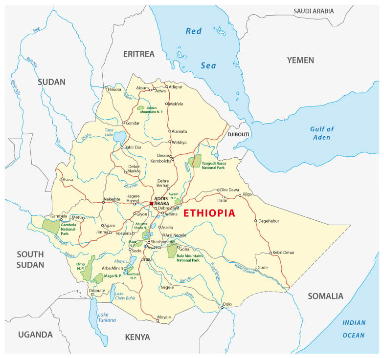 Ethiopia Map - shutterstock.com