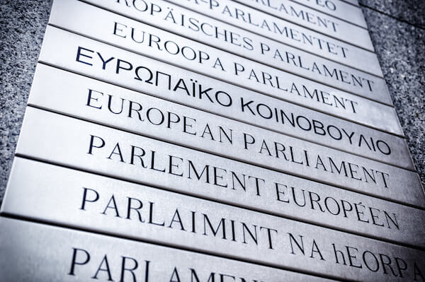 European parliament sign in different languages - image shutterstock