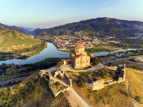 Georgian Jvari monastery overlooking the town of Mtskheta