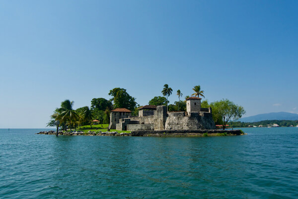 Lake Izabal in Guatemala with Fort San Felipe