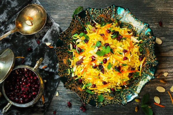 Iran Food Pilaf or Persian Wedding Rice - Jewelled Rice