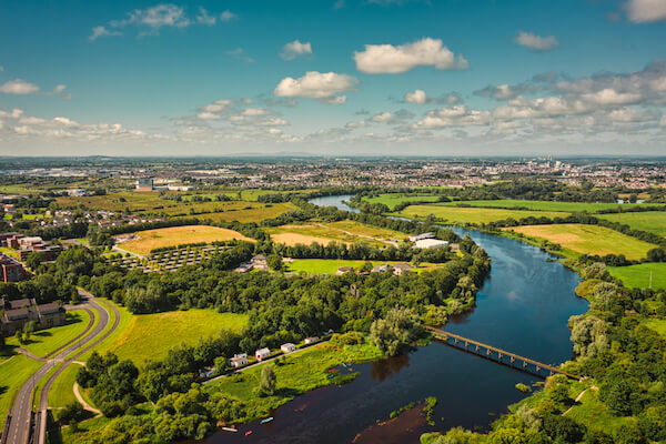 Irish landscape with Shannon River