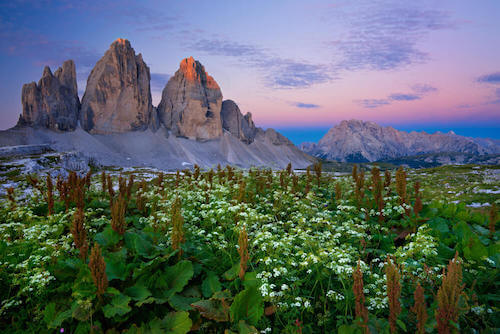 Italian dolomites at sunset