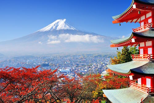 Asia: Japan's Mount Fuji and Temple in Autumn