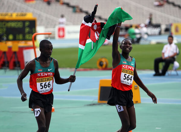 Gilbert Kiplangat Kirui and Conseslus Kipruto - winners of 3000 Metres Steeplechase on IAAF World Junior Athletics Championships 2012- image by Denis Kuvaev/ shutterstock.com