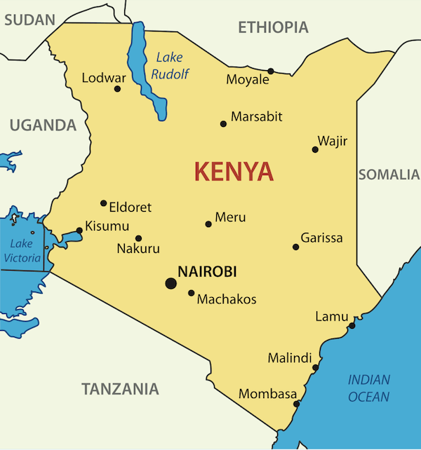 Map Of Kenya Showing Major Towns - South America Map