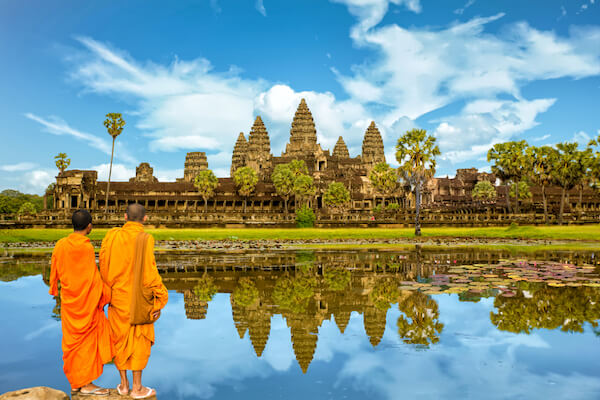 Angkor Wat and two monks