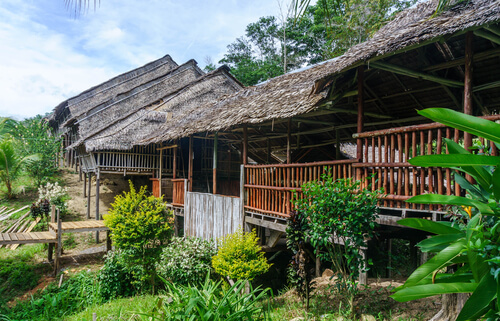 Malaysian longhouse in Borneo