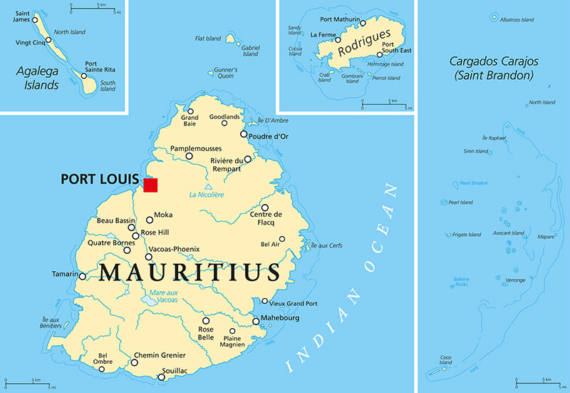 mauritius islands map