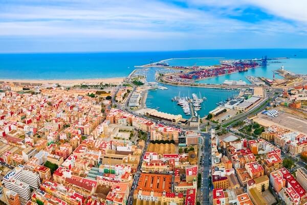 Spain Valencia port aerial