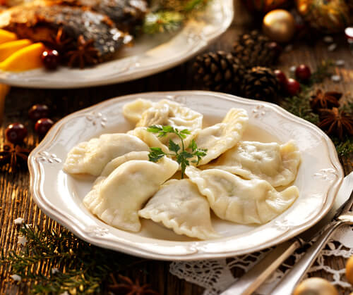 Pierogi dumplings for Christmas in Poland