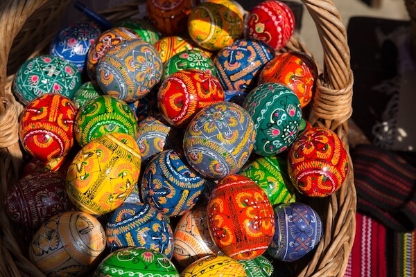 Traditional Romanian easter eggs are artfully decorated