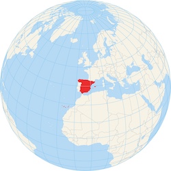 spain on globe