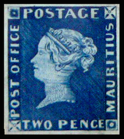 blue mauritius stamp