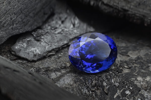 Tanzanite gemstone in deep blue