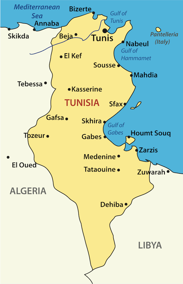 tourist map of tunisia