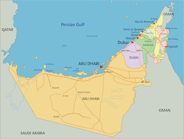 Map of the United Arab Emirates