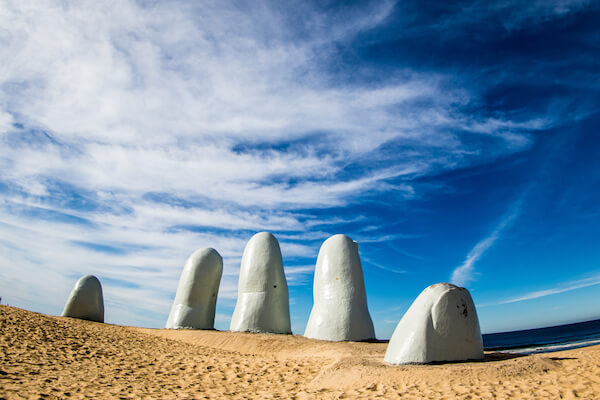 Los Dedos Punta del Este - Hand burried in sand in Uruguay