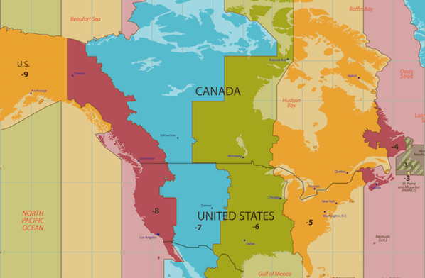 USA Timezones map