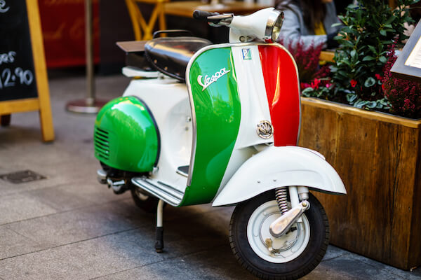 Famous Italians: Italian design Vespa scooter - image by Nrqemi/shutterstock.com