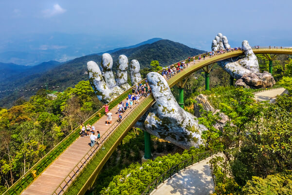 Vietnam Bana Hills Bridge with Hands