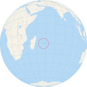 Mauritius on globe