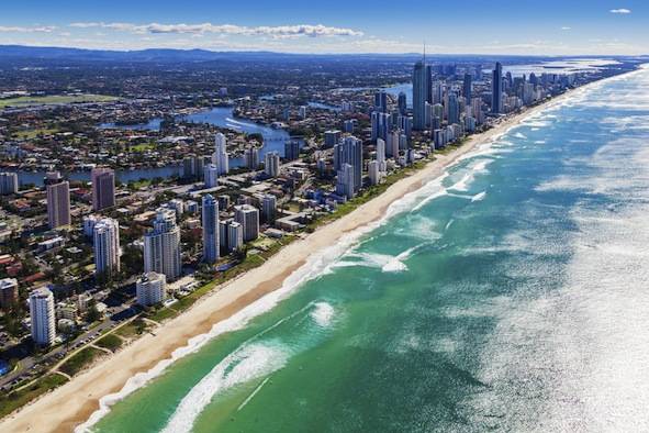 Brisbane beach on the Australian Gold Coast