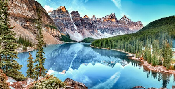 Banff National Park and Lake Moraine in Alberta Canada