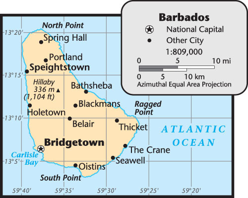 Barbados map