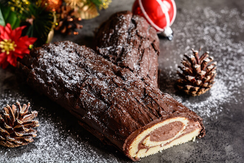 Christmas food in France - Typical Bûche de Noël