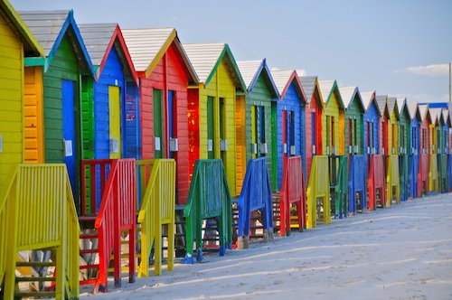 South Africa Cape Town colourful beach huts