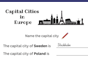 capital cities worksheet 1