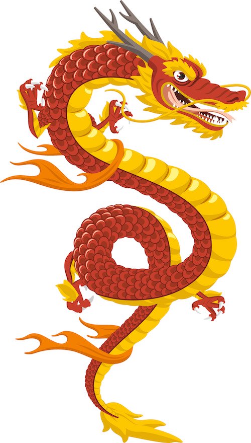 Chinese dragon in red and yellow