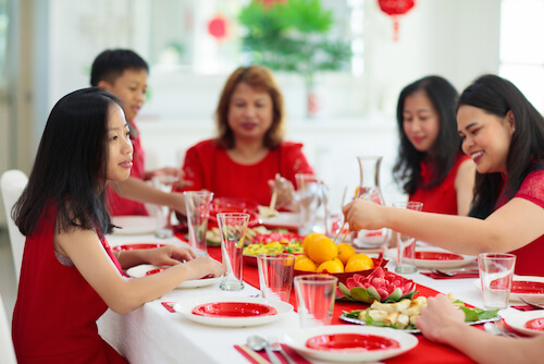 Family reunion dinner at Chinese New Year