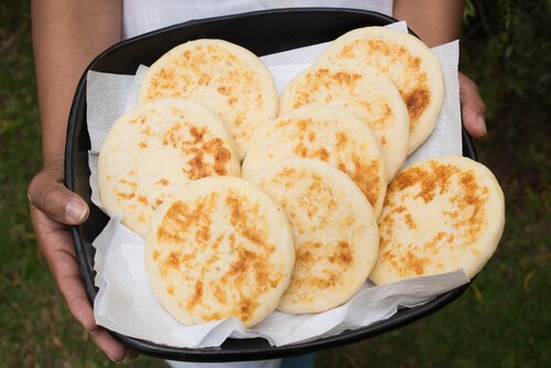 Typical Colombian arepa flatbreads