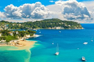 Cote d'Azur coastline with blue sea